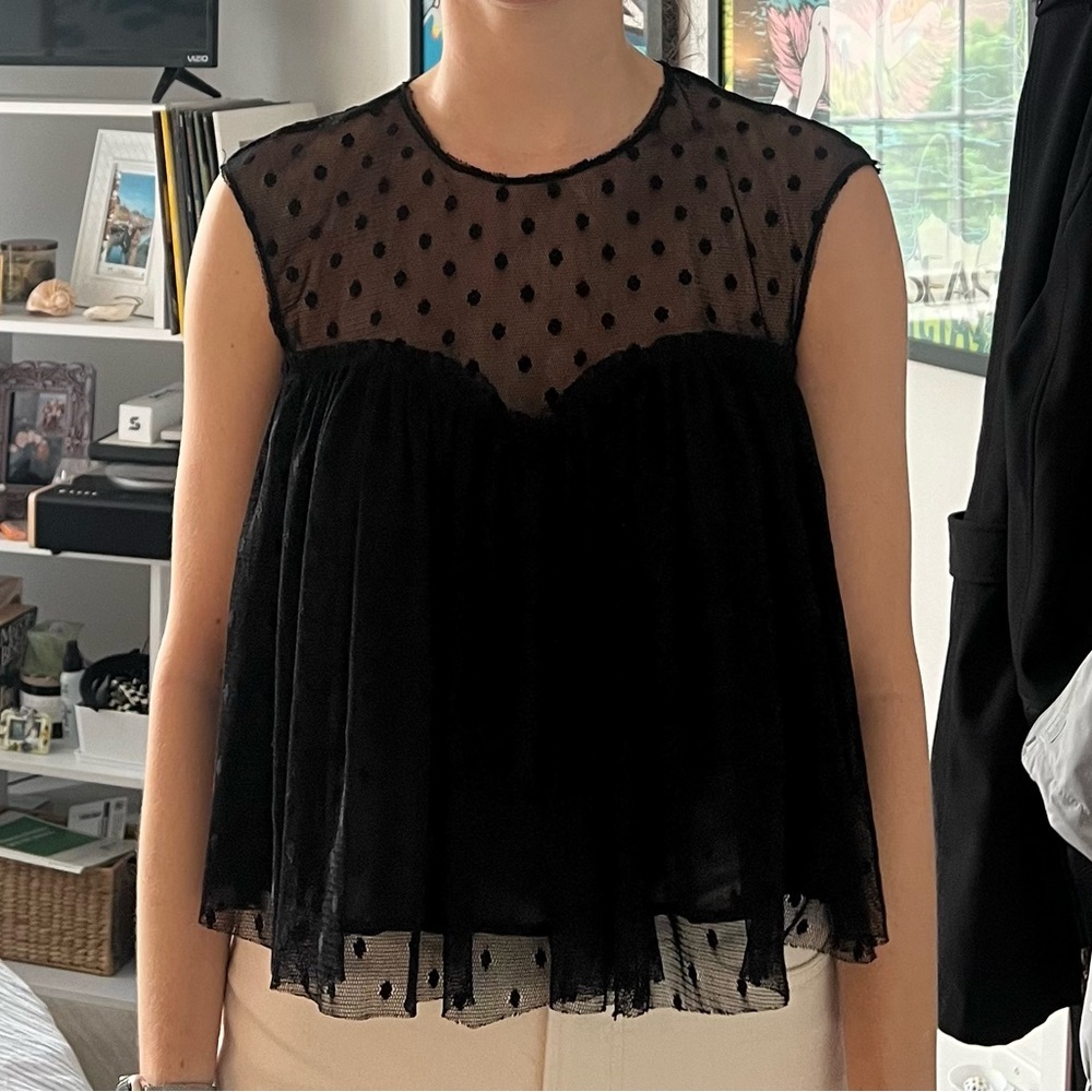 Black Polka Dot Zara Top - Picture 2 of 7
